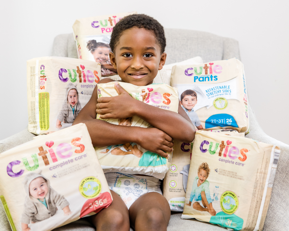 child with free diapers