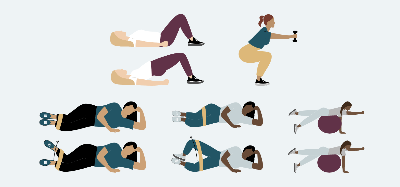 Graphic of pelvic floor exercises for women