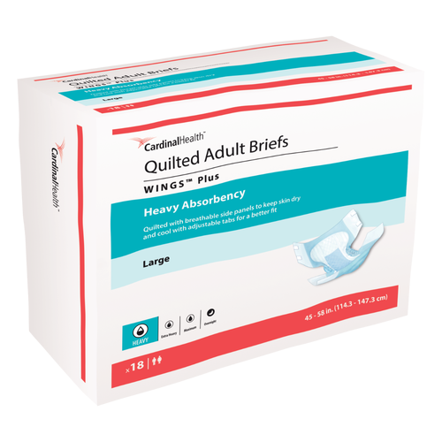 Covidien Wings Choice PLUS Adult Quilted Briefs, Large | Aeroflow Urology