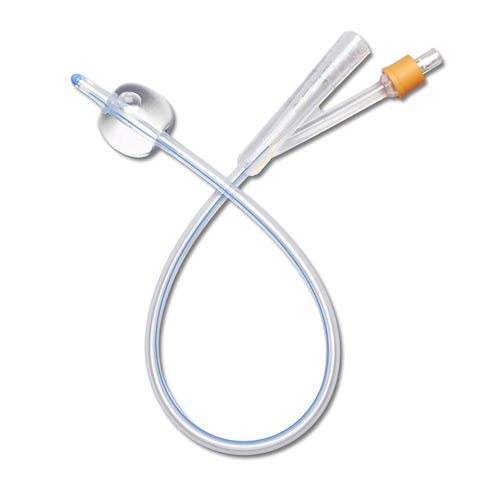 Medline 2-Way Silicone Foley Catheter 18Fr 30cc Balloon Capacity, Latex-Free, Sterile