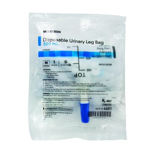 Urinary Leg Bag McKesson Anti-Reflux Valve Sterile