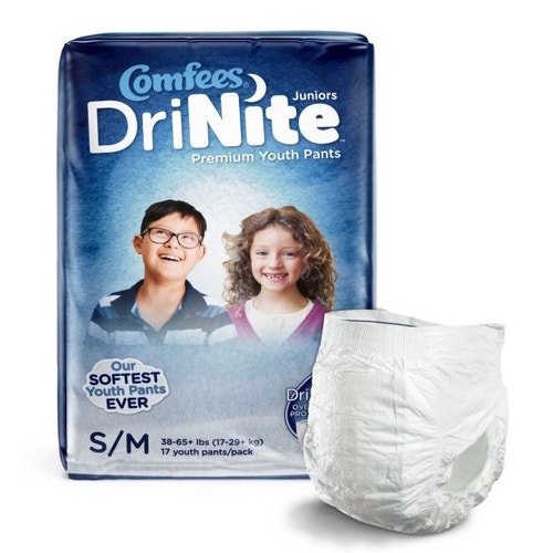 Comfees DriNite Youth Pants - Small/Medium - 17 pack
