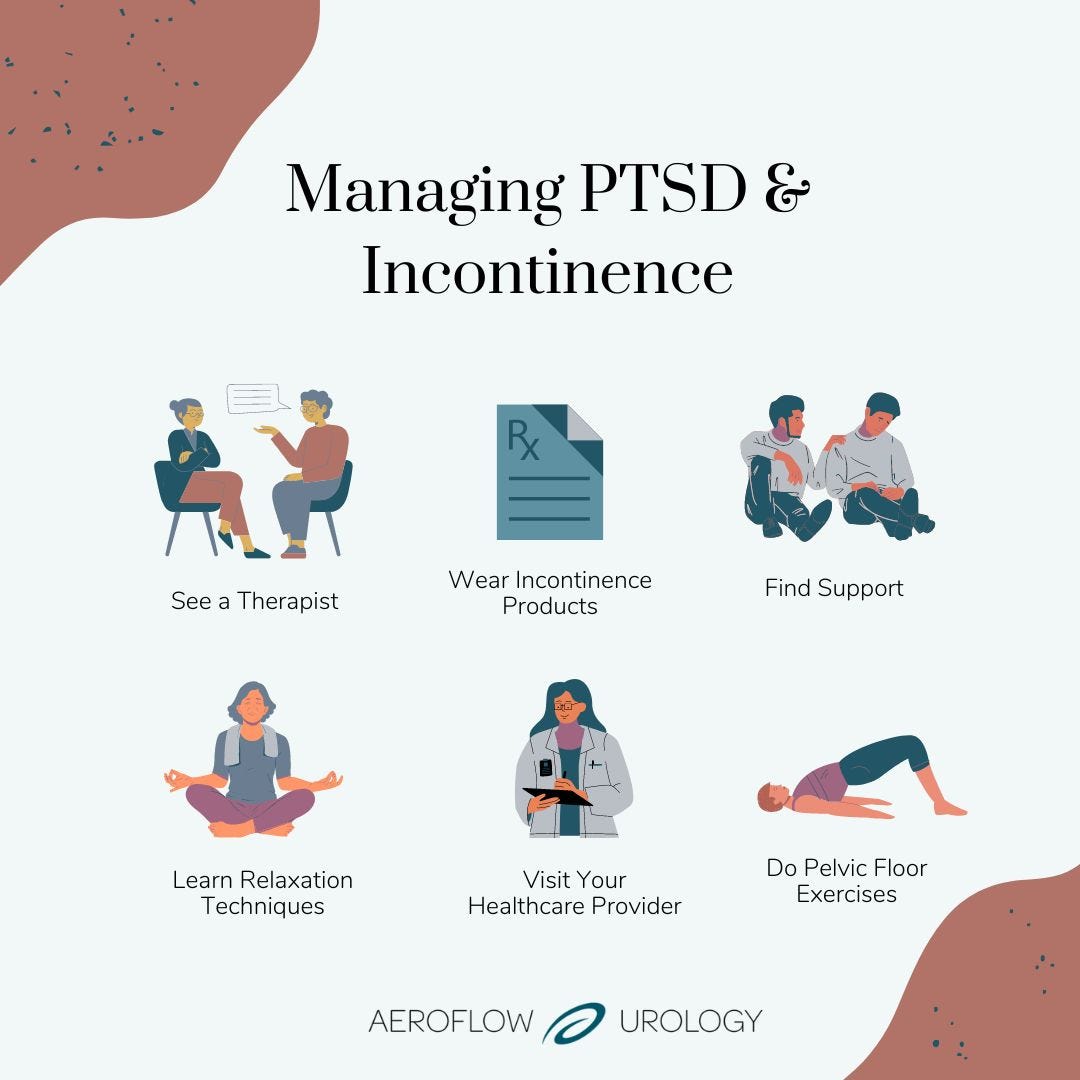 How to manage ptsd and incontinence infographic