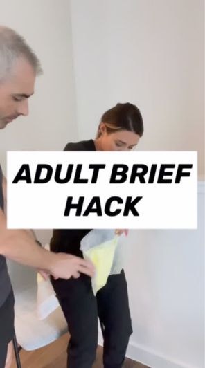 woman demonstrating an adult brief change