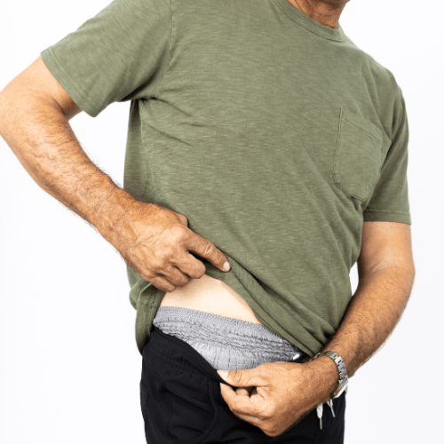 adult man wearing protective underwear pull on