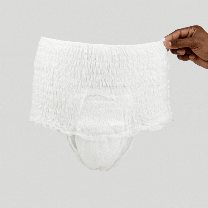 adult pull on being stretched by waistband