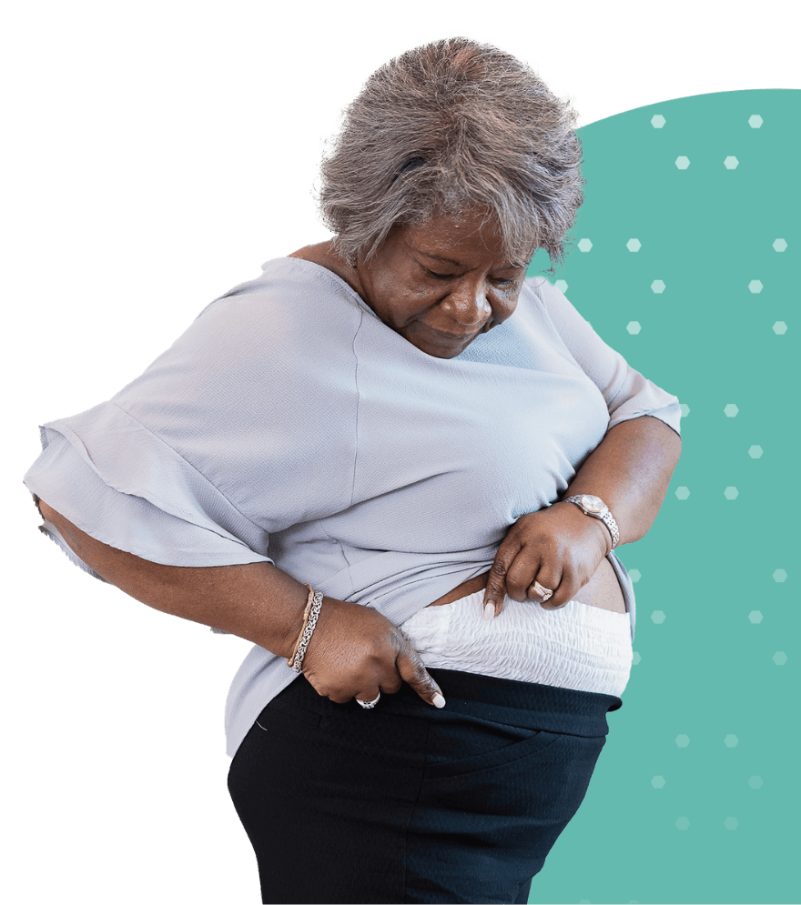 elderly African American woman adjusting adult pull on