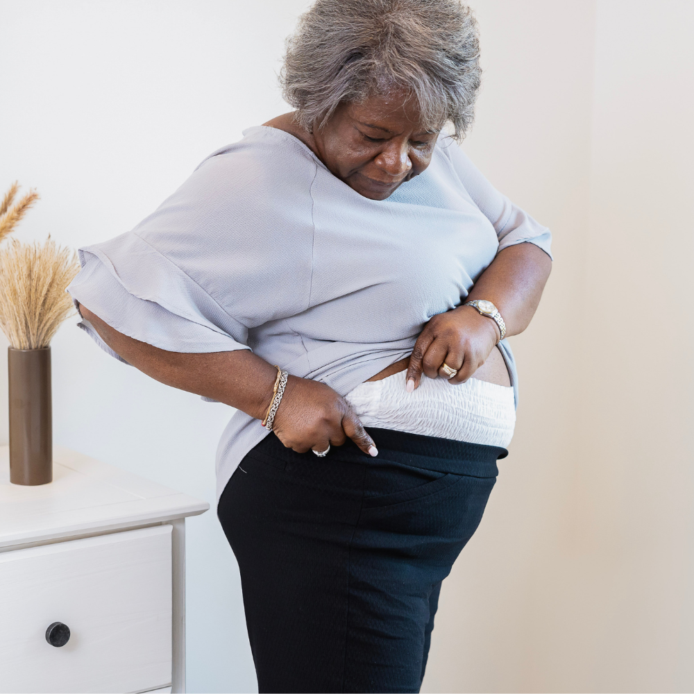 adult woman in incontinence underwear