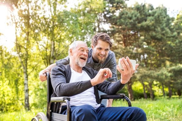 Man with alzheimer's and his son