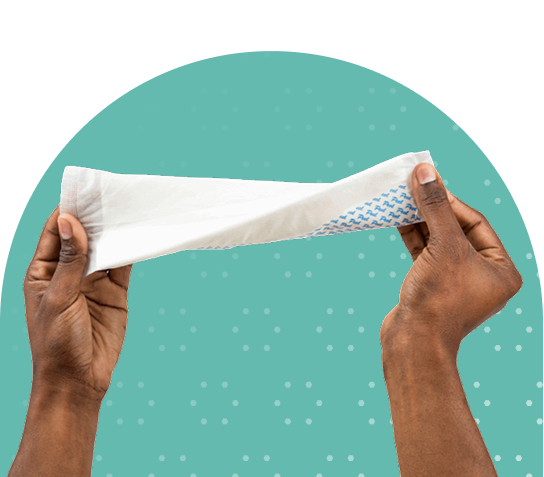 hands twisting an incontinence booster pad