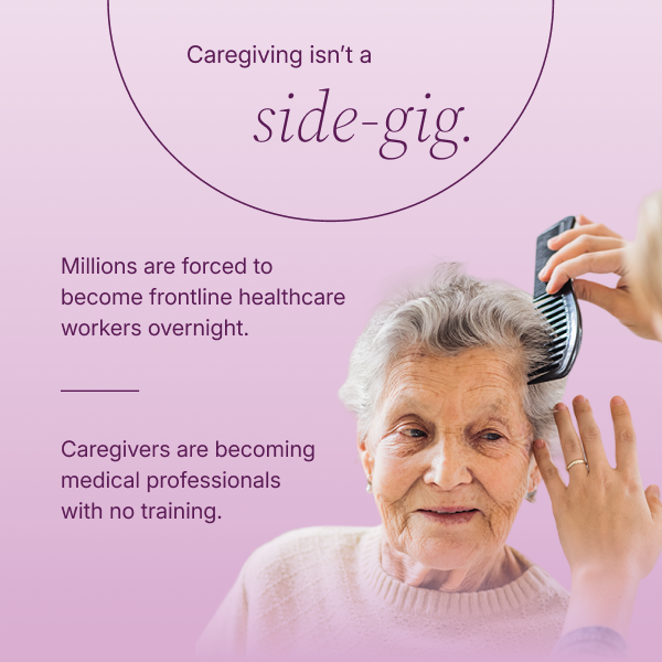 caregiver combing elderly woman's hair