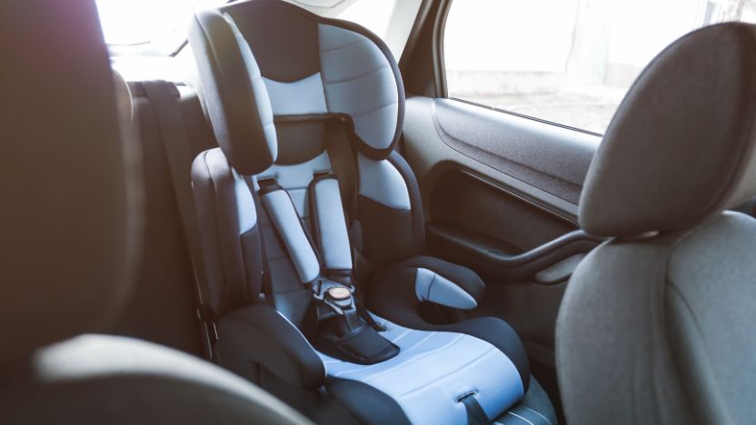 car seat in the back of a car