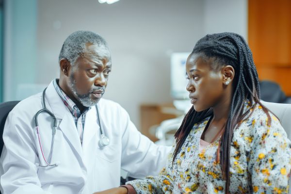 doctor with young black woman