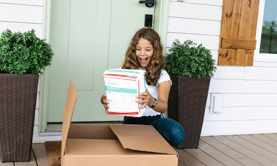 girl opening an aeroflow delivery