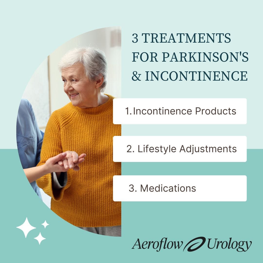 Treatments for Parkinson's disease and incontinence infographic