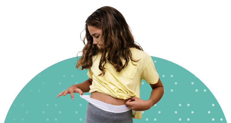 girl wearing a pull on for incontinence