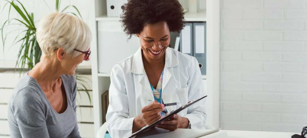 patient getting prescription for incontinence supplies