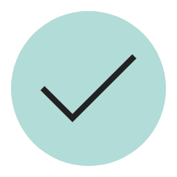 black checkmark on mint background