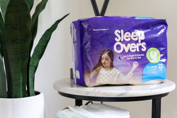 sleep overs product on table