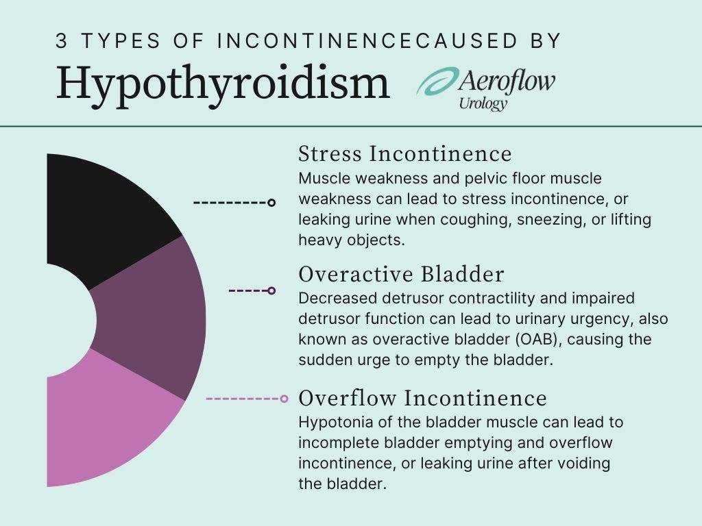 3 causes of urinary incontinence due to hypothyroidism infographic