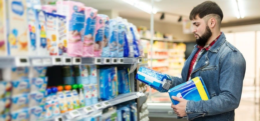 Man shopping for incontinence products