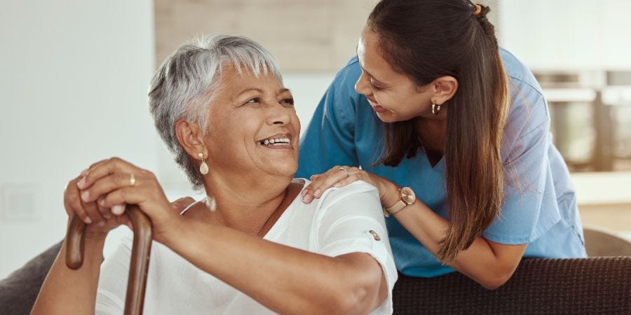 senior with caretaker