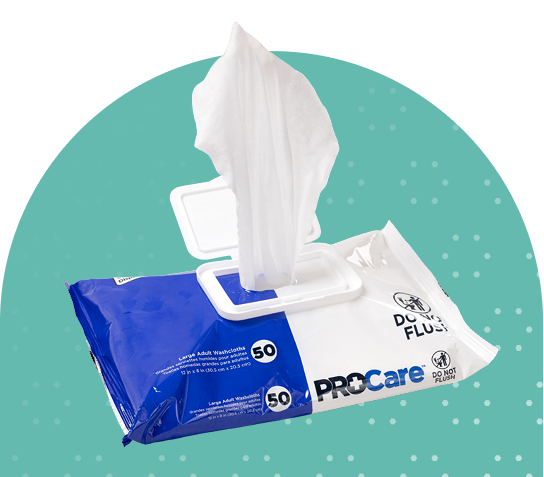 incontinence wipe in pack