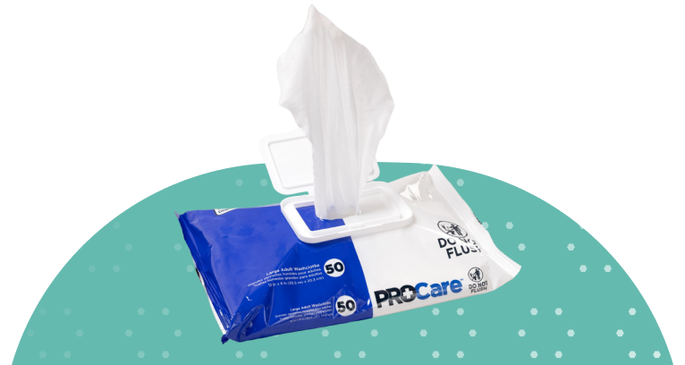 incontinence wipe in pack